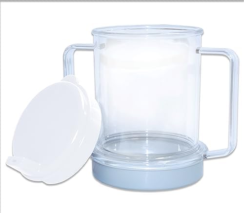 Rehabilitation Advantage Clear Spouted Cup with Two Handles, Weighted