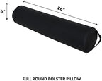 ForPro Full Round Bolster Pillow, Black, Oil and Stain-Resistant, for Massage and Yoga, 6” R x 26” L