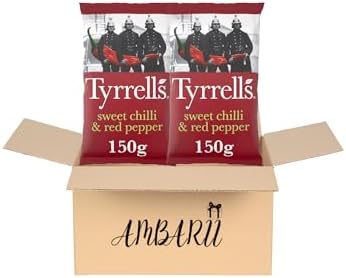 AMBARII Tyrrells Sweet Chilli and Red Pepper Crisps, Potato Chips, 150g, 2 Pack