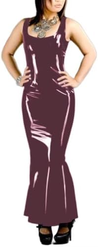 Sexy Tank Sheath Mermaid Maxi Dress Glossy Wetlook PVC Leather Club Dresses Party Clubwear