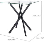 Small Side Coffee Table with Metal Legs, Tempered Glass Square Modern End Table for Living Room Sofa Home Office (1, Black, 20"×20"×22")