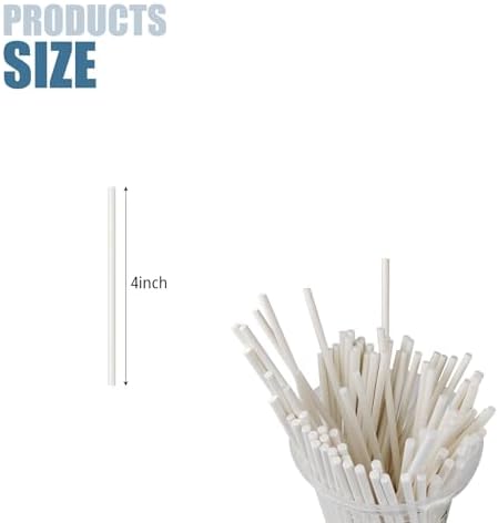30 Pcs White Lollipop Sticks, 4 Inch Paper Candy Sticks for Homemade Candy Cookies Dessert Cupcake Toppers