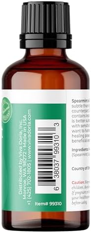Viva Doria Spearmint Essential Oil, 100% Pure, Natural Spearmint Essential Oil, Undiluted, for Aromatherapy | Food Grade, 30 mL (1 Fluid Ounce)