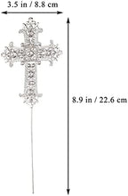 Cross Cake Topper Crystal Rhinestones Cross Cake Decoration for Baptisms Wedding Christenings Religious Party Decorations (Silver)
