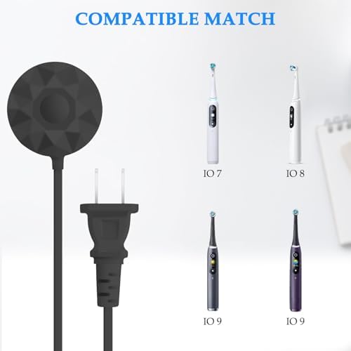 Charger for Oral-B iO Series 7 8 9 Electric Toothbrush, Compatible with Braun Oral B iO Series 7 Series 8 Series 9 Magnetic Charging Base Power Supply Replacement Model 3768 Power Adapter Cord (Black)