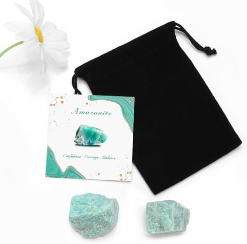 Amazonite Natural Raw Crystals 2PCS Healing Crystal Stones 1.2-2.0” Reiki Healing Gemstones for Meditation Chakra Balance Home Decor