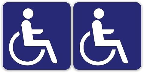 Waterproof UV Protection Vinyl Sticker – Laminated Laminated Signage Adhesive Sticker – Water and UV Resistant – Disabled Wheelchair Panel – 10 x 10 cm (Pack of 2)