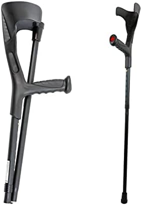 PEPE Mobility Folding Crutches for Adults (x2 Units), Open Cuff, Adjustable Height, Aluminium, Orthopaedic, Elbow Crutches Women and Men, Black