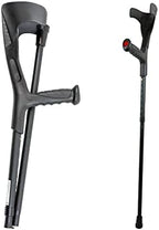 PEPE Mobility Folding Crutches for Adults (x2 Units), Open Cuff, Adjustable Height, Aluminium, Orthopaedic, Elbow Crutches Women and Men, Black
