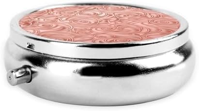 Round Pill Box 2.0x2.0x0.7 in Mini Travel Medicine Pill Organizer Box for Purse Pocket rose gold pattern backgrounds Printing