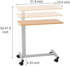 Overbed Table with Wheels Adjustable Height, Heavy Duty Hospital Table Over Bed for Home Use 70 Pounds Capacity