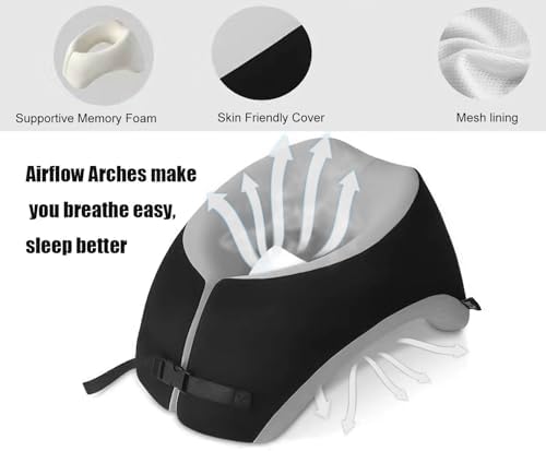 Fcare Breathe Easy Face Down Pillow, Desk Napping Pillow, Travel Head Neck Pillow, Best for Prone Face-Down Resting, or Contoured Post-Eye Surgery Support, for Sleeping,Airplanes, Car, Office,