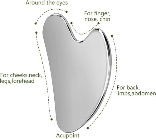 2Pcs Gua Sha Facial Tools Guasha for Face - Stainless Steel Gua Sha Tool - Massager Tool for Jawline & Chin,Fascia Massage Tool, Lymphatic Drainage Massager a