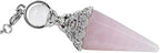 Rockcloud Natural Rose Quartz Crystal Pointed Pendulum with 7 Chakra Stone Beads Chain, 6 Facet Reiki Chakra Pendant for Divination Dowsing