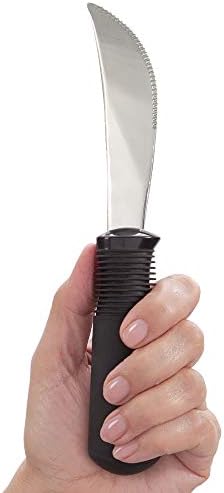 Norco Big-Grips Serrated Rocker Knife Adaptive Eating Utensil, Non-Weighted. Built Up, Non-Slip Handle. Sharp Stainless Blade. For Weak Hands, Arthritis, Stroke, Parkinson’s, disabilities, the Elderly.