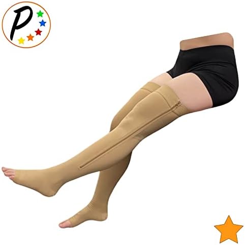 Presadee Thigh High Open Toe 15-20 mmHg Moderate Compression Leg With YKK Zipper (Nude, 3)