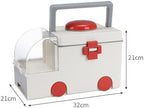 Storage Box, Portable Ambulance Shaped Emergency Kit Container for Home Aid with Handle, Organizer for Medical Supplies and Medications