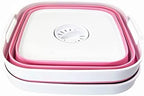 SAMMART 10L (2.64 Gallon) Collapsible Dishpan with Draining Plug - Foldable Washing Basin - Portable Dish Washing Tub - Space Saving Kitchen Storage Tray (Grey + Pink (Set of 2))