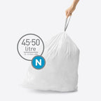 simplehuman Code N 200 Count, Dispenser Pack Custom Fit Liners, Drawstring Trash Bags, 45-50 Liter / 11.9-13.2 Gallon, White