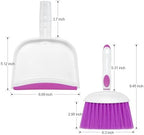 NACENA Small Dust Pan and Brush Set, Mini Broom and Dustpan Set Small Hand Broom and Brush Combo Dust Pan with Teeth for Home Cleaning Drawers Desktop Sofas and Outdoor, Purple