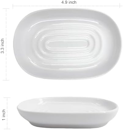 Ceramic Marble Pattern Soap Dish, Textured Raised Soap Saver Tray for Shower Bathroom Kitchen Sink Vanity, Easy to Clean Multi-Use Holder for Bar Soap Jewelry Rings Keys, White (1 Pack)