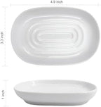 Ceramic Marble Pattern Soap Dish, Textured Raised Soap Saver Tray for Shower Bathroom Kitchen Sink Vanity, Easy to Clean Multi-Use Holder for Bar Soap Jewelry Rings Keys, White (1 Pack)