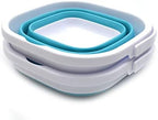 SAMMART Set of 2-2.6L (0.68 Gallon) Super Mini Sqare Collapsible Plastic Bucket - Foldable Square Tub - Portable Fishing Water Pail - Space Saving Outdoor Waterpot (2, Bright Blue)