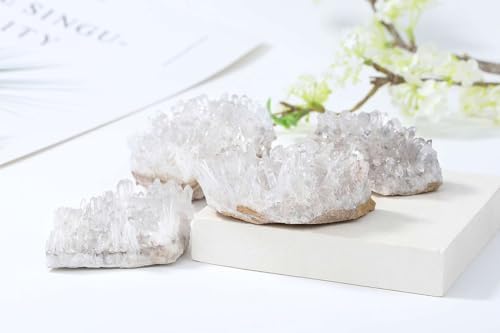 LAIDANLA Clear Quartz Crystal Natural Healing Crystals Stones Cluster Mineral Geode Gemstones for Reiki Energy Balance Calming Effects Wicca 80-100g