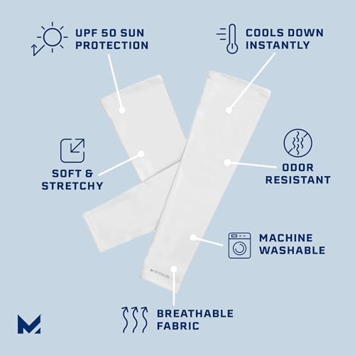 MISSION Cooling Sun Sleeves - Lightweight, Stretch Fabric - Cools Up to 2 Hours - UPF 50 Sun Protection - Machine Washable