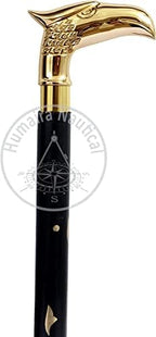 Handmade Eagle Head Wooden Folding Screwed Together Walking Stick 36 Inches Handcrafted Walking Cane with Brass Handle for Gifts