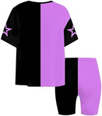 K-pop HUNTR/X T-Shirt+Shorts Hunter Print Outfits Set for Unisex Kids Cartoon Adventure Y2K Short Sleeve Costume Sets