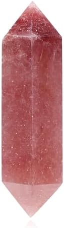 YATOJUZI 3.5" Strawberry Quartz Healing Crystals Wand Natural Crystals and Healing Stones Large Hexagonal Strawberry Quartz Crystal Points for Meditation Divination Reiki Energy Balancing 1PCS
