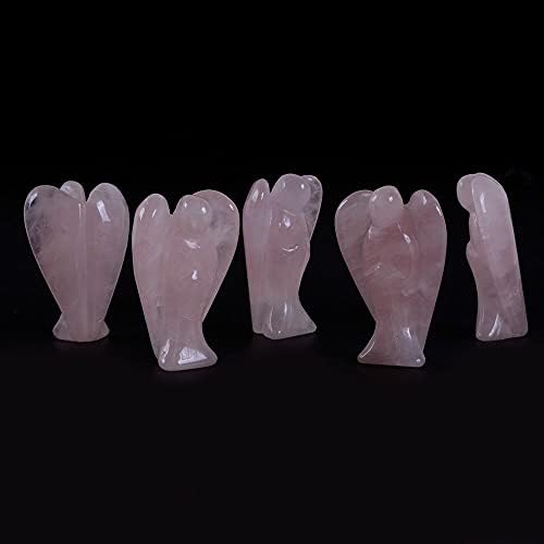 Justinstones Carved Rose Quartz Peace Angel Pocket Guardian Angel Healing Statue 2 inch