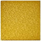 DecoPac Square Cake Drum, Foil Covered Cake Drum, Sturdy Half Inch Thick, Pack of 5, Gold - 8 Inch
