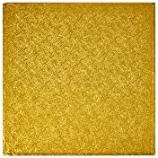 DecoPac Square Cake Drum, Foil Covered Cake Drum, Sturdy Half Inch Thick, Pack of 5, Gold - 8 Inch