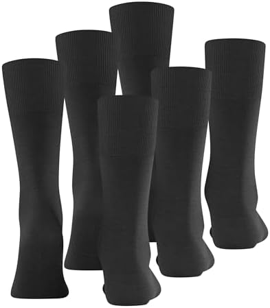 FALKE Men's Airport 3-Pack Mid-Calf Dress Socks, Merino Wool Cotton, 3 Pairs