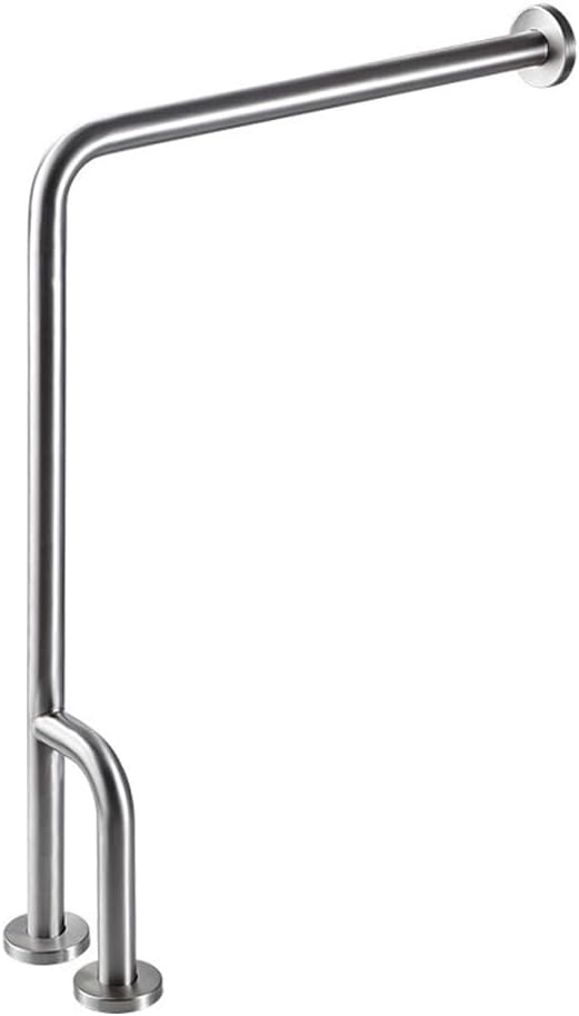 L-Shaped Bathroom Grab Bar for Handicap Elderly304 Stainless Steel Wall to Floor Mounted Safety Handrail for Shower Toilet BathtubsDisability Assist Device Accessories