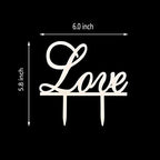 Love Cake Topper - Wedding/Engagement/Bridal Shower/Anniversary/Birthday/Bachelorette/Confession Party Decorations Supplies - Mirror Silver Acrylic