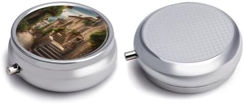 Italy Tuscan Pill Box Portable Mini Travel Pill Organizer Holder 3 Compartment Decorative Round Pills Case Exquisite Daily Vitamin Container for Cod Liver Oil