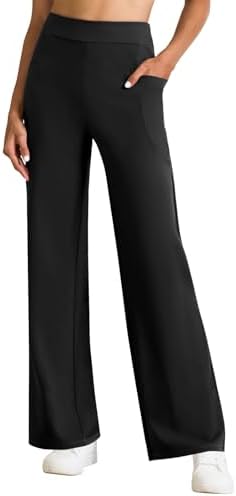 Wide Leg Yoga Pants Women High Waisted Loose Stretch Lounge Causal Work Workout Gym Trousers with Pockets