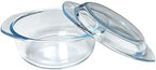 Small 1-QT Round Tempered Glass Casserole Dish with Lid, Mini Clear Glass Casserole Bowl with Glass Lid