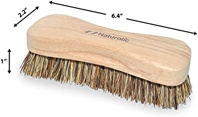 All-Natural Wooden Scrub Brush Set | Wooden Handle | Palmyra Bristle Brush for Cleaning | Eco Friendly Cleaning Products | Scrub Brush Set of 2