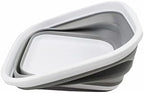 SAMMART 5.5L (1.4 Gallons) Collapsible Tub-Foldable Dish Tub-Portable Washing Basin-Space Saving Indoor/Outdoor & Canping Plastic Washtub/Dish Pan (1, White/Grey)