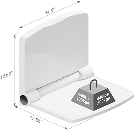 Bath Fold Down Shower Seat by INVISIA, Compact Folding Bench for Adults and Seniors - Wall Mounted Stainless Steel Bracket, ADA Compliant (440 lb. Capacity) - Mobility Aid in ABS Plastic White