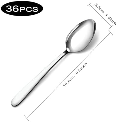Pleafind 36 Pieces Teaspoons Set (6.2 inch), Spoon Silverware, Stainless Steel Tea Spoons, Mirror Polished Small Teaspoon, Dessert Spoons for Home, Kitchen, Restaurant, Dishwasher Safe