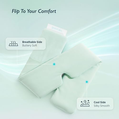 Breescape Cooling Silky Eye Mask, Instant Cool-to-Touch Fabric with Silent Closure, Full-Coverage Light Blocking, Adjustable Soft & Breathable Design for Ultimate Sleep Comfort, Comes with Travel Bag