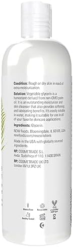 NOW Foods Solutions, Vegetable Glycerin, 100% Pure, Versatile Skin Care, Softening and Moisturizing, 16-Ounce