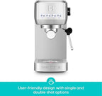 CASABREWS 3700 Essential Espresso Machine 20 Bar, Stainless Steel Cappuccino & Latte Coffee Maker with Steam Frother for Home, 43.9oz Water Tank, Silver