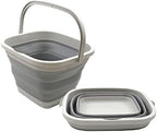 SAMMART Set of 2-11L (2.9 Gallon) Collapsible Rectangular Handy Basket/Bucket (2, Grey)