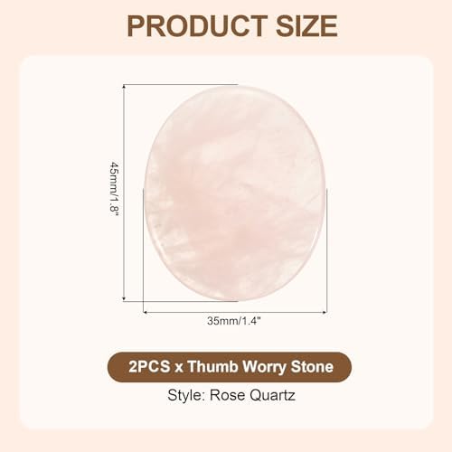 MECCANIXITY 2 Pcs Thumb Worry Stone for Anxiety, Rose Quartz Relief Crystals Hand Thumb Stones Pocket Gems Natural Polished for Yoga Meditation Relief